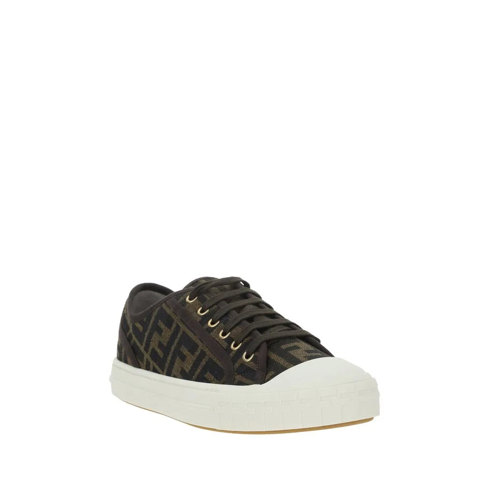 Fendi Brown Polyamide Low Top Sneakers - EU41.5/US8.5