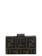 Fendi Hnědý polyesterový držák na karty