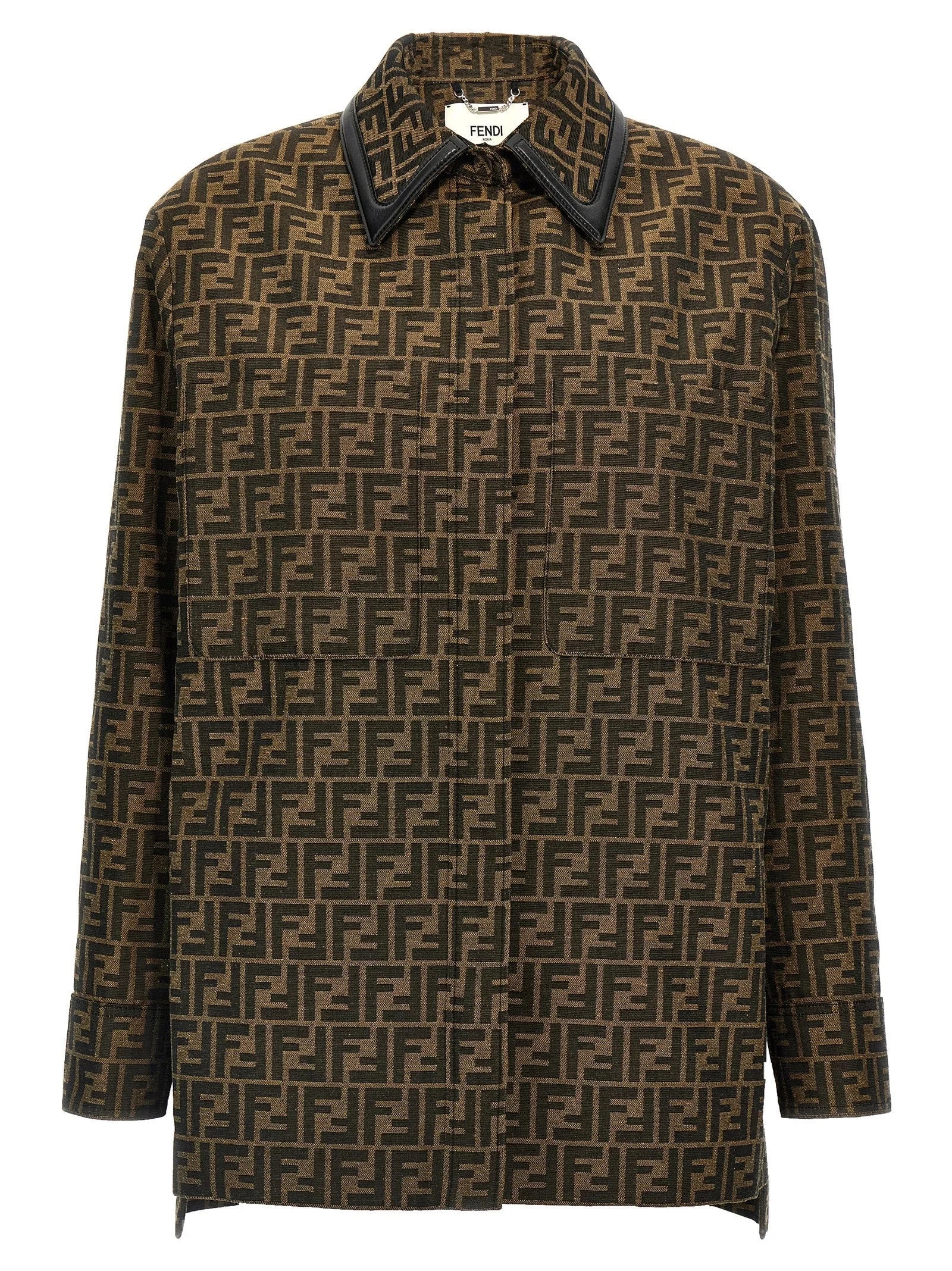 Fendi Brown Polyester Leather Jacket