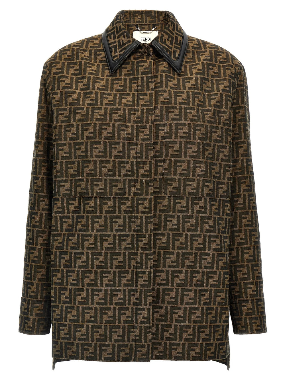 Fendi Brown Polyester Leather Jacket