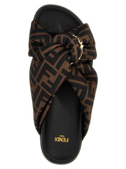 Fendi Brown Polyester Slides - EU40/US10