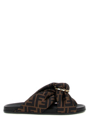 Fendi Brown Polyester Slides - EU40/US10