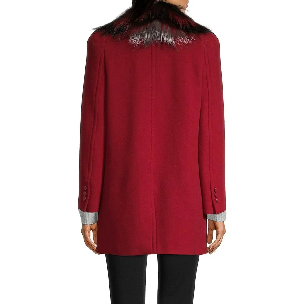 Fendi Fur Collar Wool Coat - Overcoats