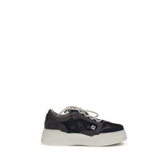Fendi Gray Calf Leather Bos Taurus Athletic Sneakers