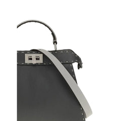 Fendi Gray Calf Leather Bos Taurus Handbag