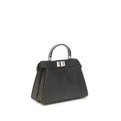 Fendi Gray Calf Leather Bos Taurus Handbag