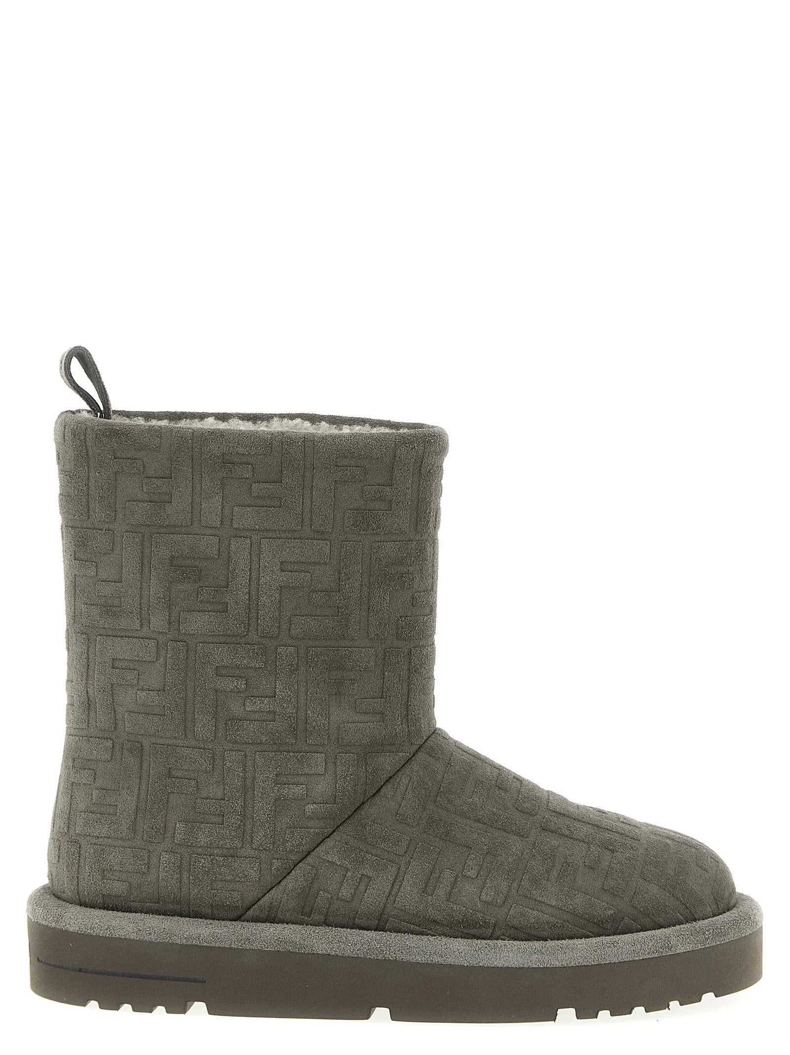 Fendi Gray Calfskin Ankle Boots - EU35/US5