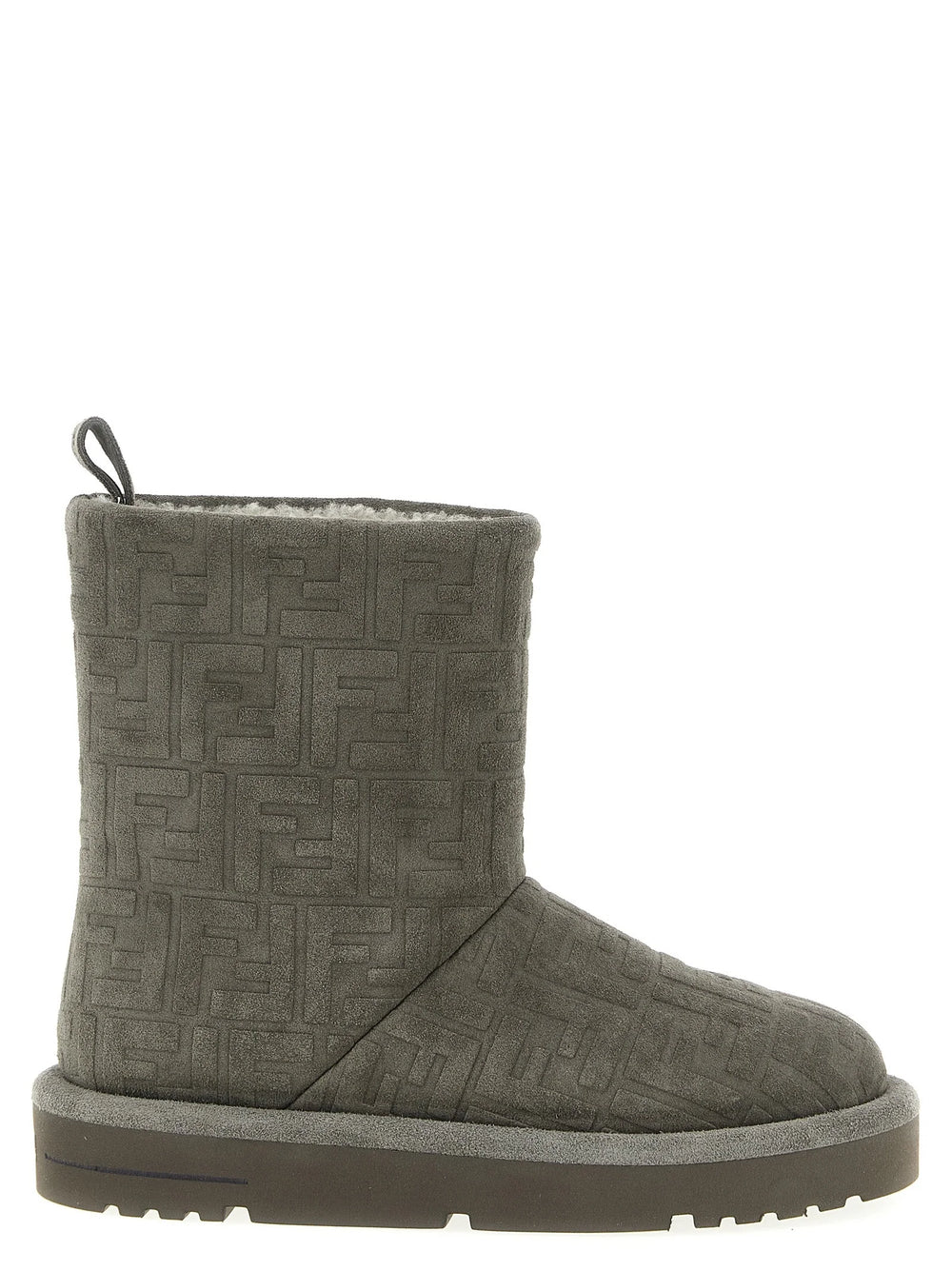 Fendi Gray Calfskin Ankle Boots - EU35/US5