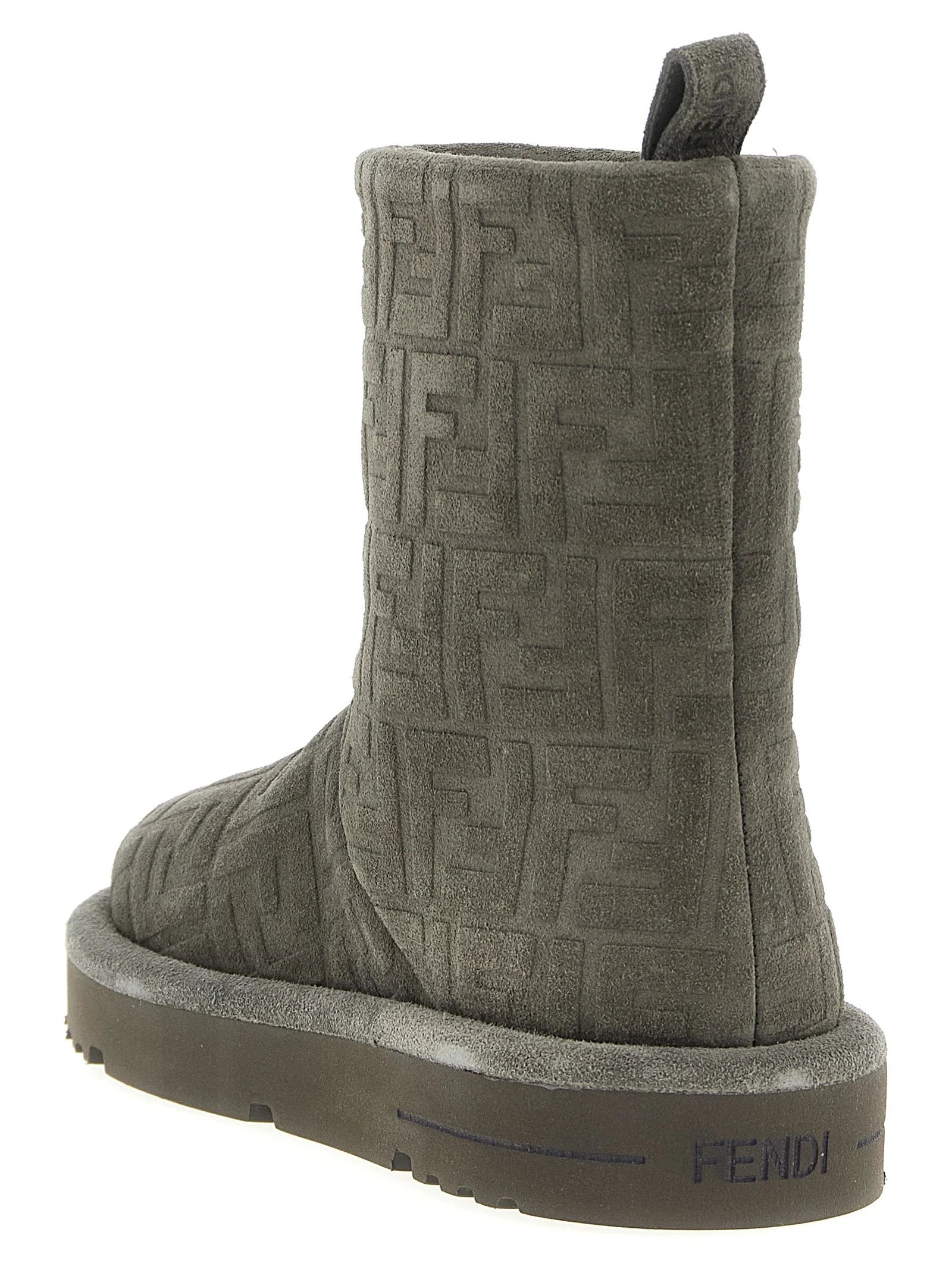 Fendi Gray Calfskin Ankle Boots - EU35/US5