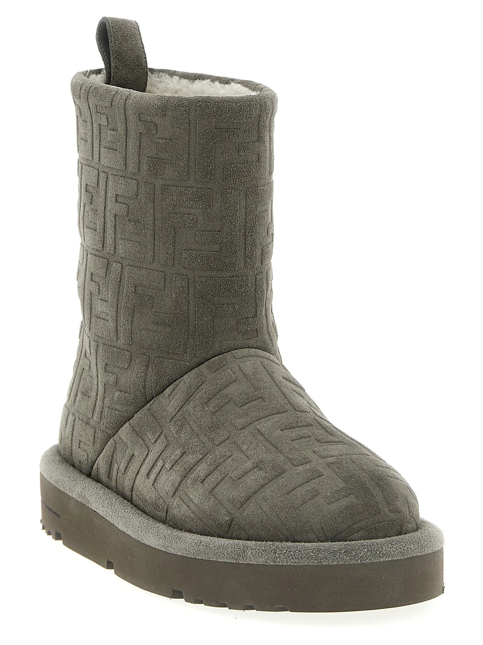 Fendi Gray Calfskin Ankle Boots - EU35/US5
