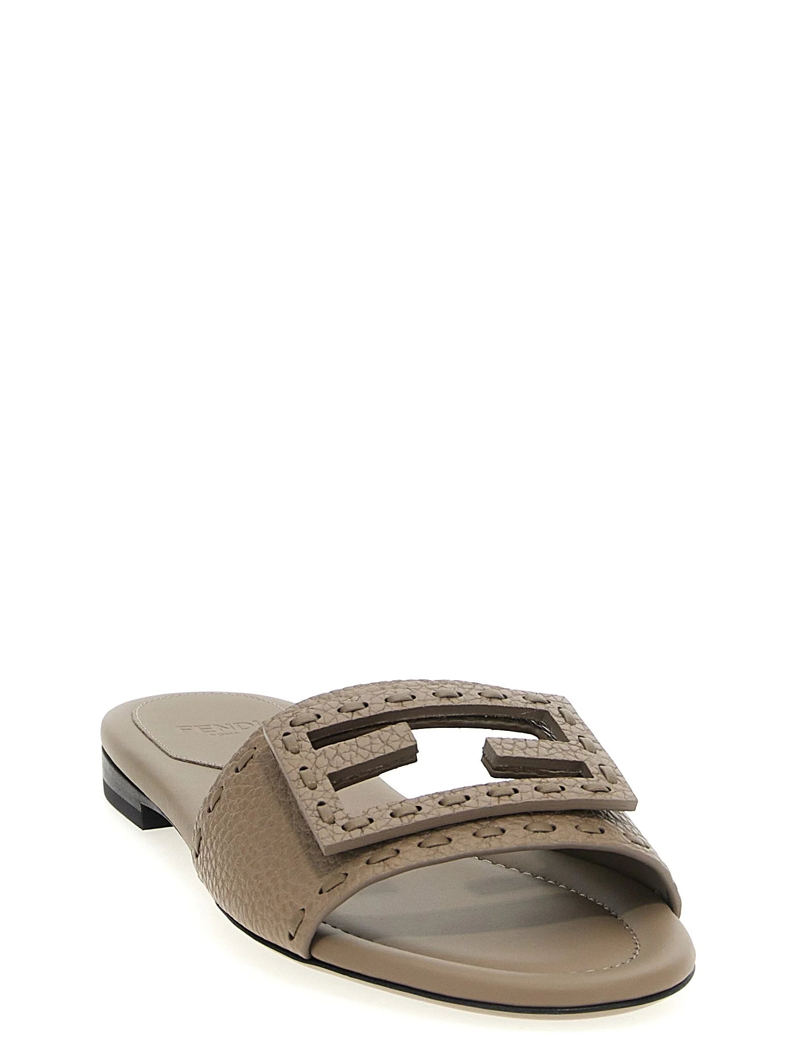 Fendi Gray Calfskin Slides - EU40/US10