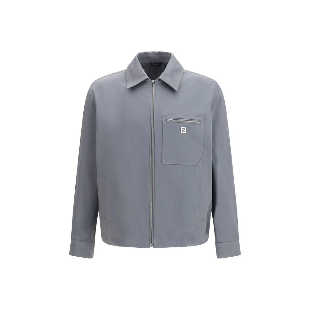 Fendi Gray Cotton Biker Jacket