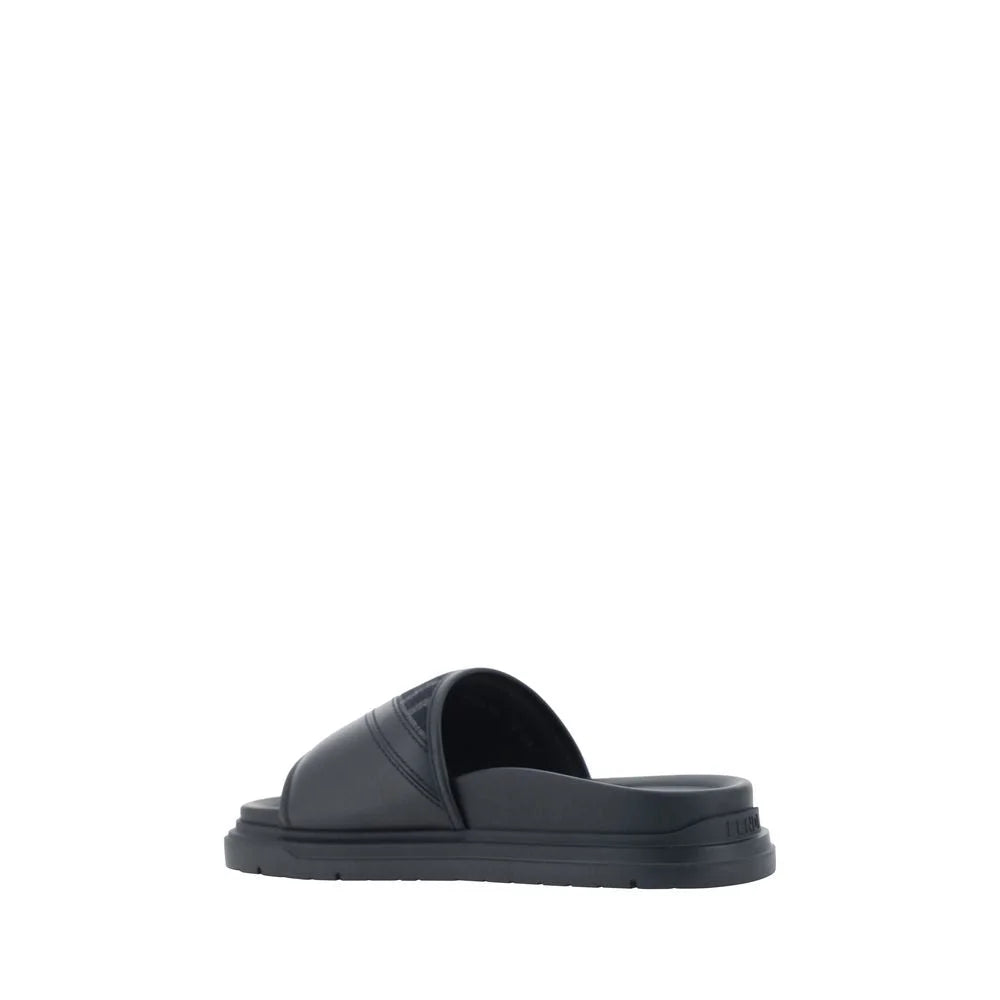 Fendi Gray Fabric Flat Sandals