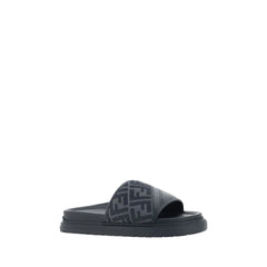 Fendi Gray Fabric Flat Sandals