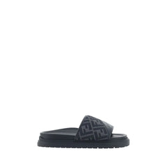 Fendi Gray Fabric Flat Sandals - EU 38 | US 5