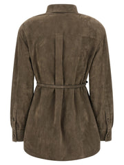 Fendi Gray Lamb Leather Blouse - IT44