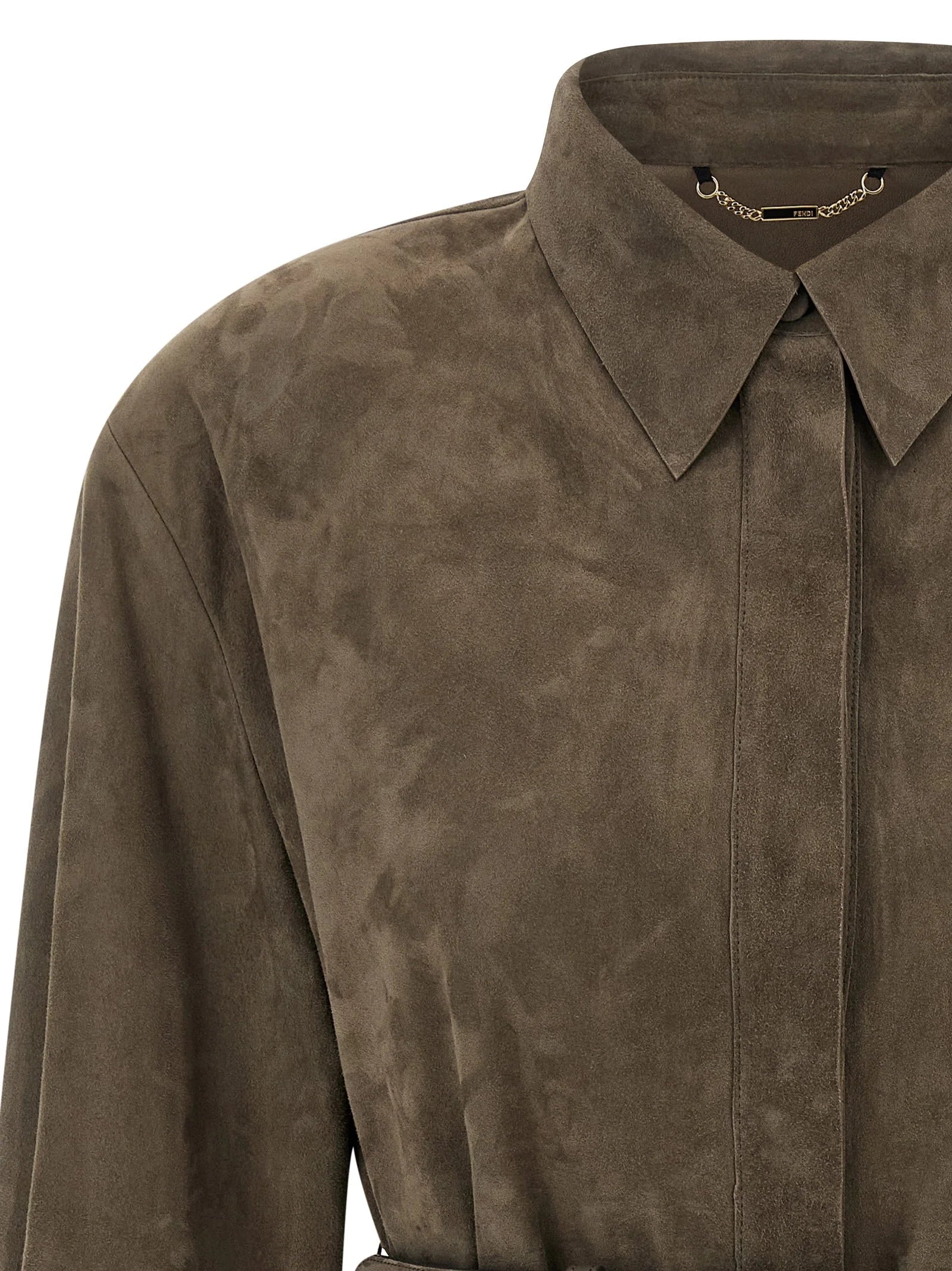 Fendi Gray Lamb Leather Blouse - IT44
