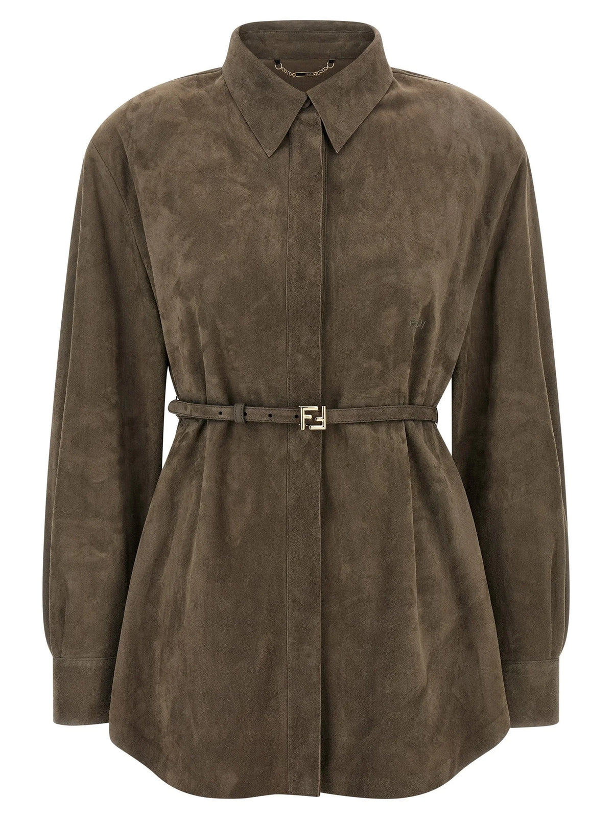 Fendi Gray Lamb Leather Blouse - IT44