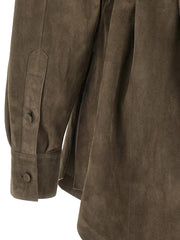 Fendi Gray Lamb Leather Blouse - IT44