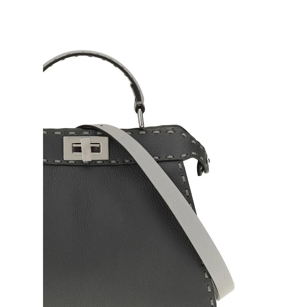 Fendi Gray Leather Shoulder Bag