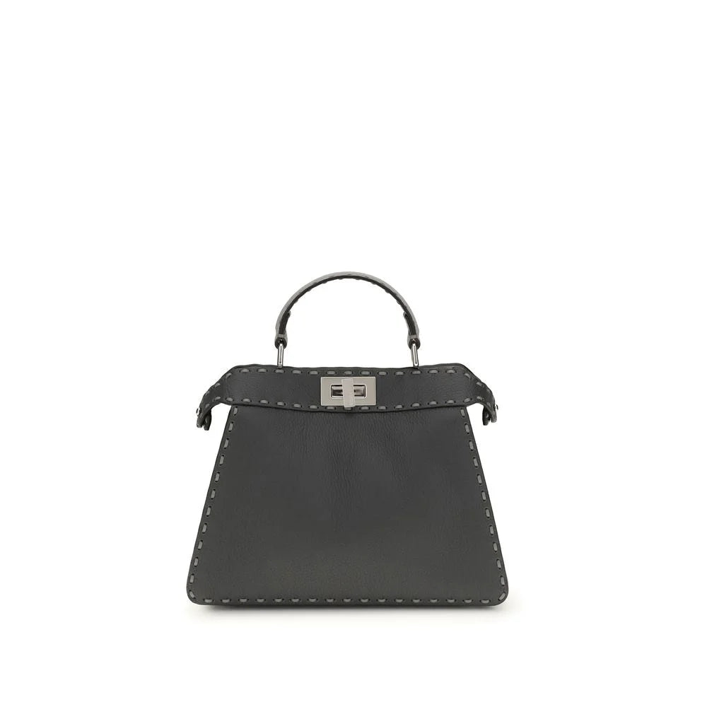 Fendi Gray Leather Shoulder Bag