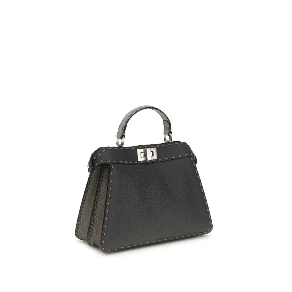 Fendi Gray Leather Shoulder Bag