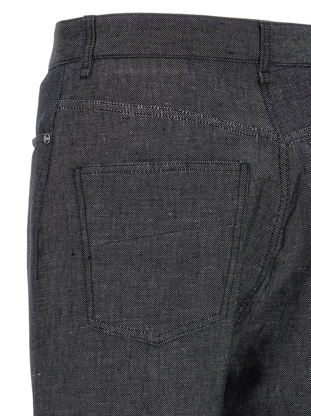 Fendi Gray Linen Straight-Leg Jeans