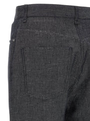 Fendi Gray Linen Straight-Leg Jeans