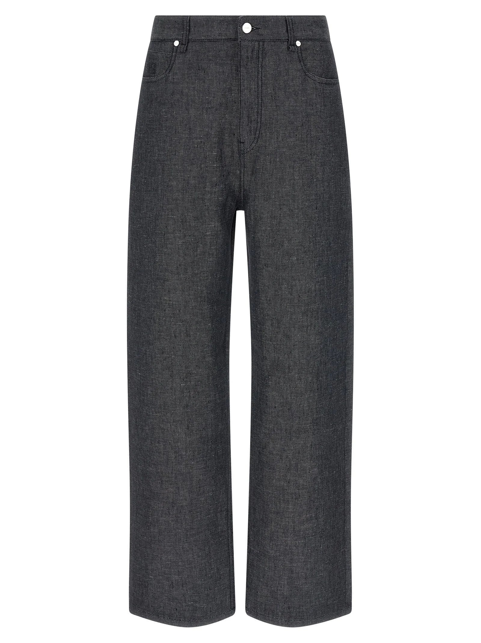Fendi Gray Linen Straight-Leg Jeans