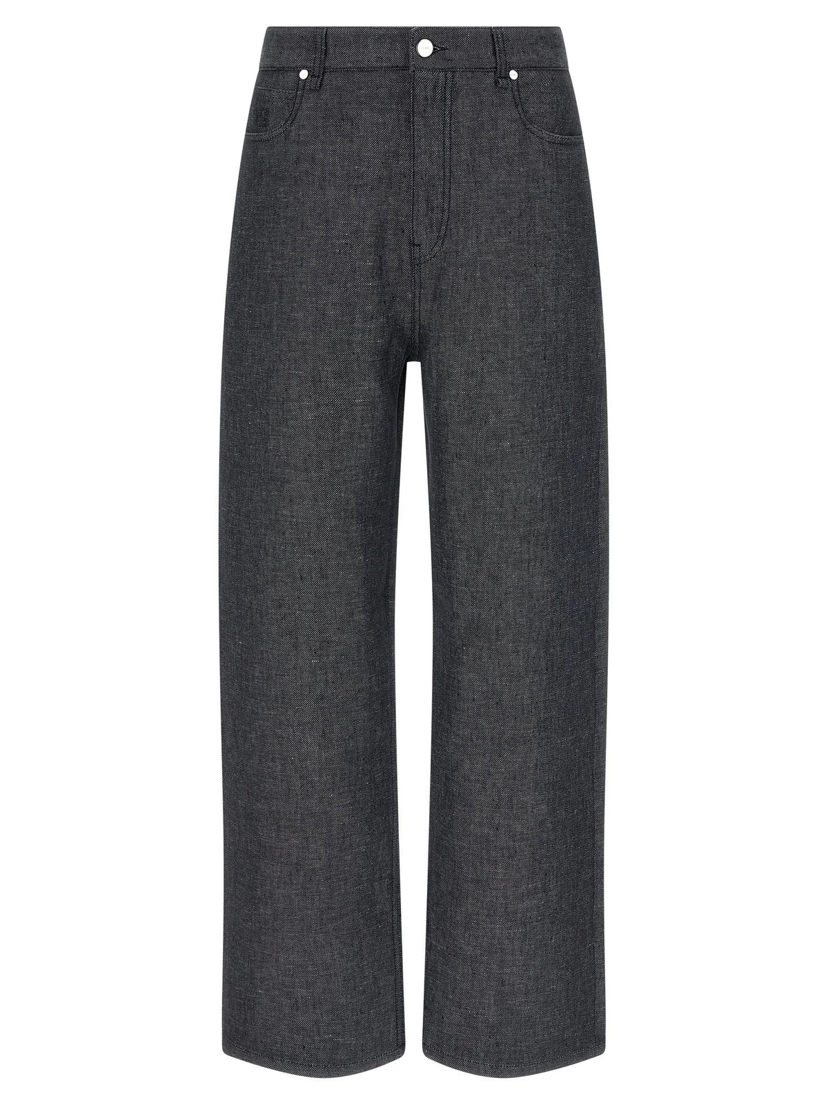 Fendi Gray Linen Straight-Leg Jeans