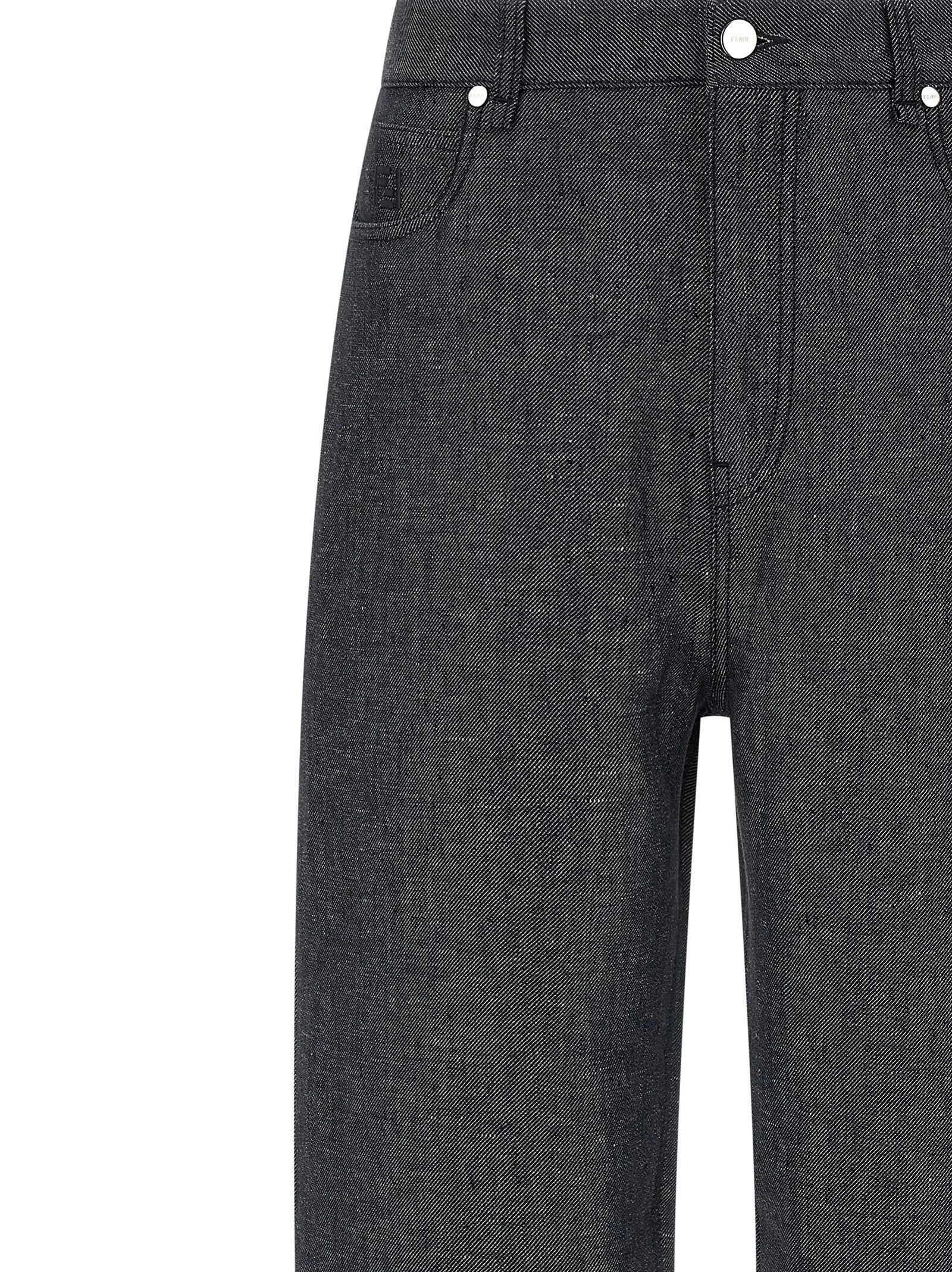 Fendi Gray Linen Straight-Leg Jeans