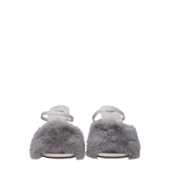 Fendi Gray Mink Slippers Sandals - EU38/US8