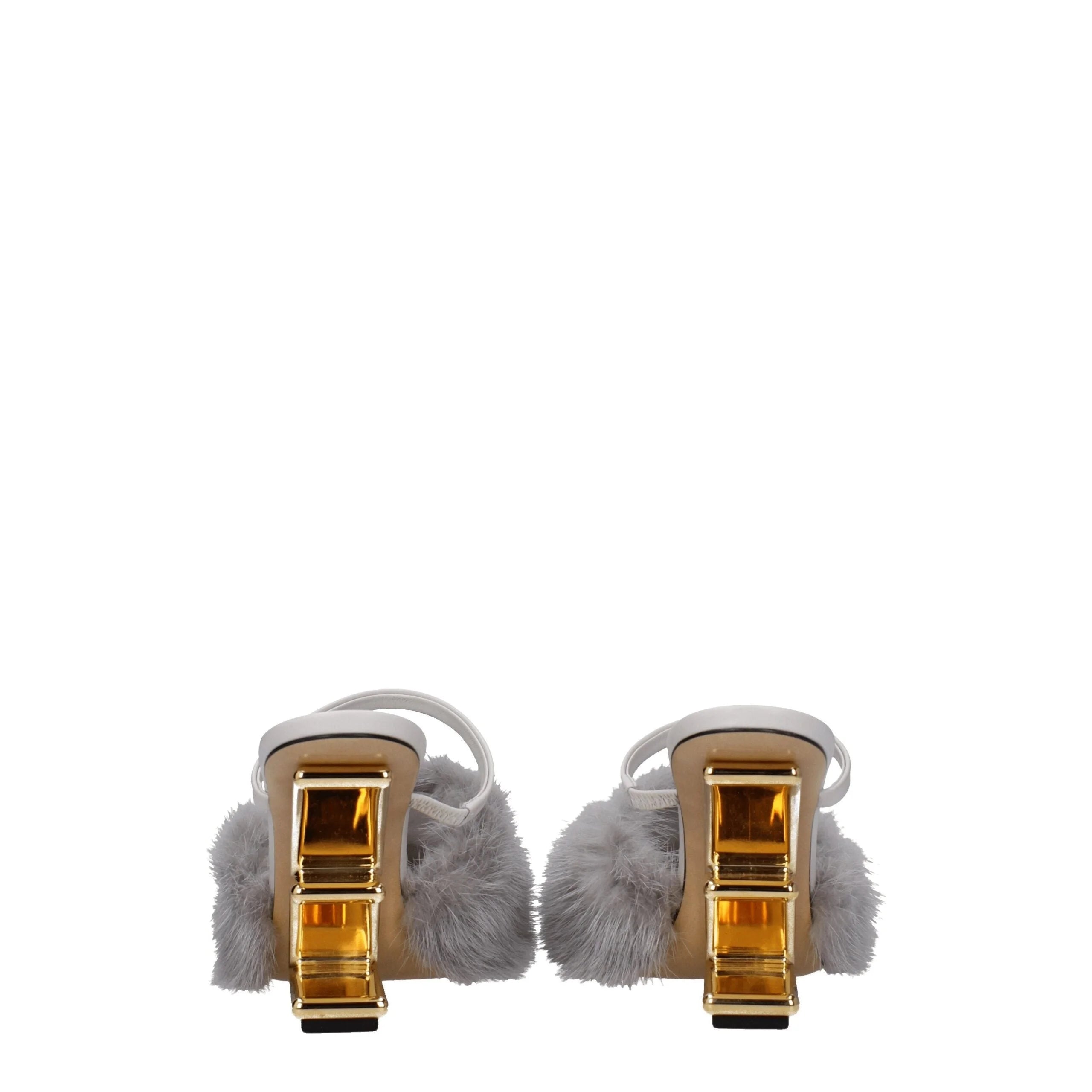 Fendi Gray Mink Slippers Sandals - EU38/US8