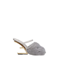 Fendi Gray Mink Slippers Sandals - EU38/US8
