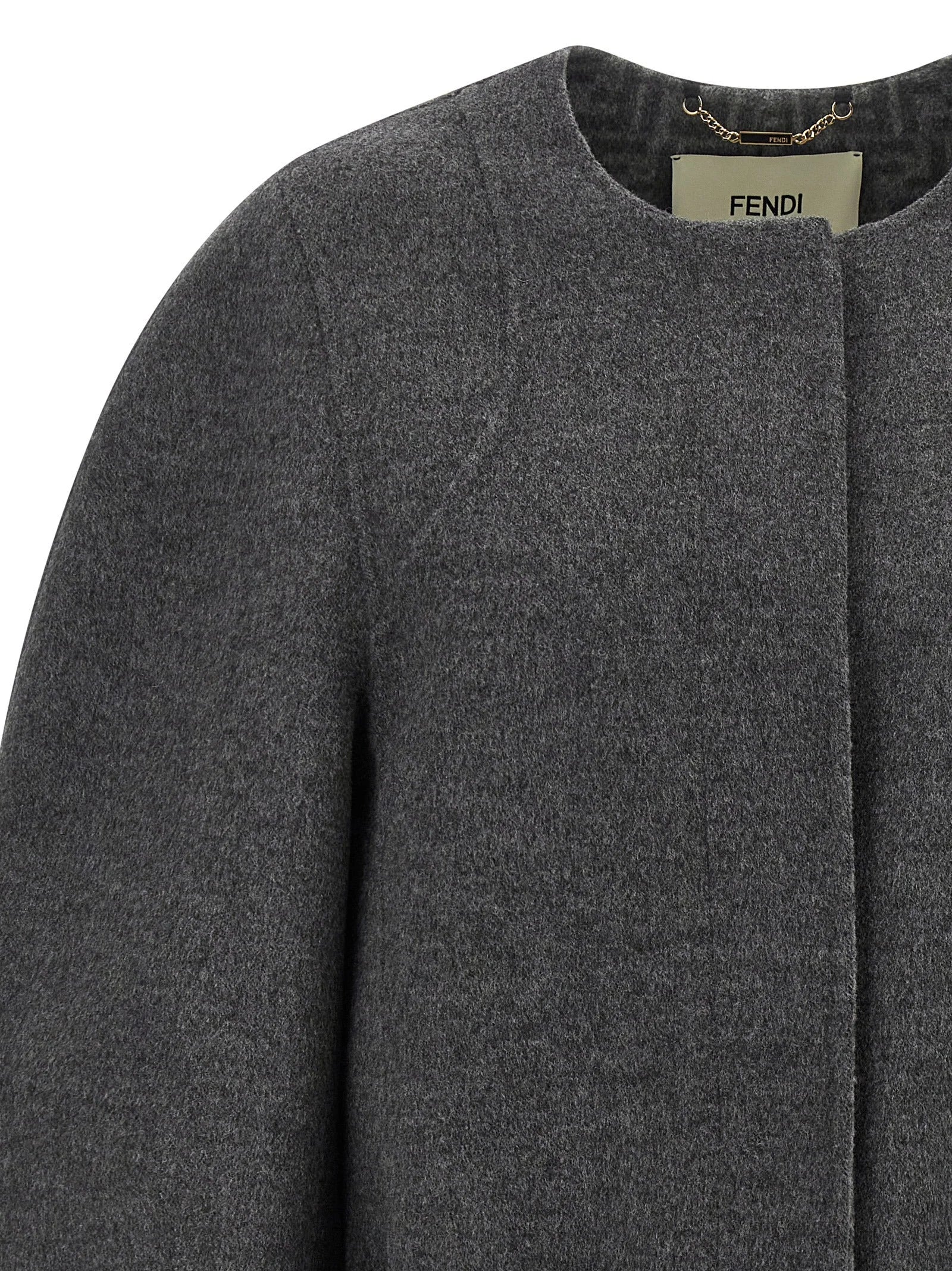 Fendi Gray Virgin Wool Coat - IT44