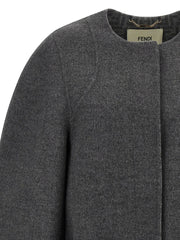Fendi Gray Virgin Wool Coat - IT44