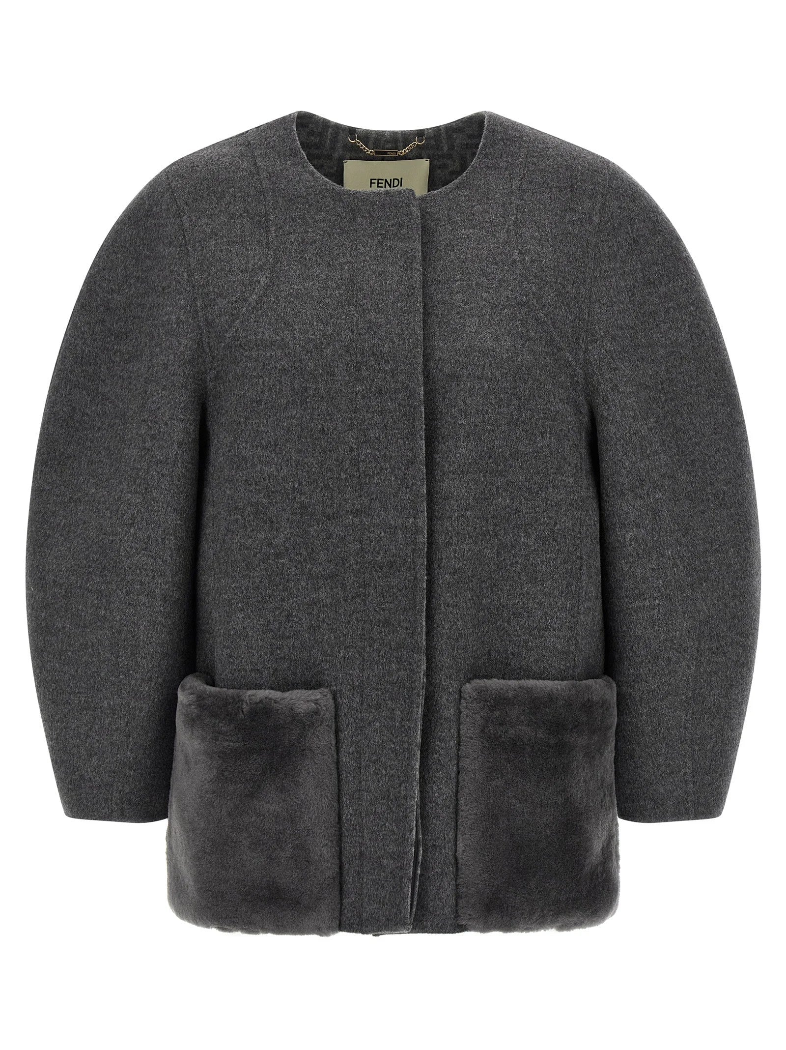 Fendi Gray Virgin Wool Coat - IT44