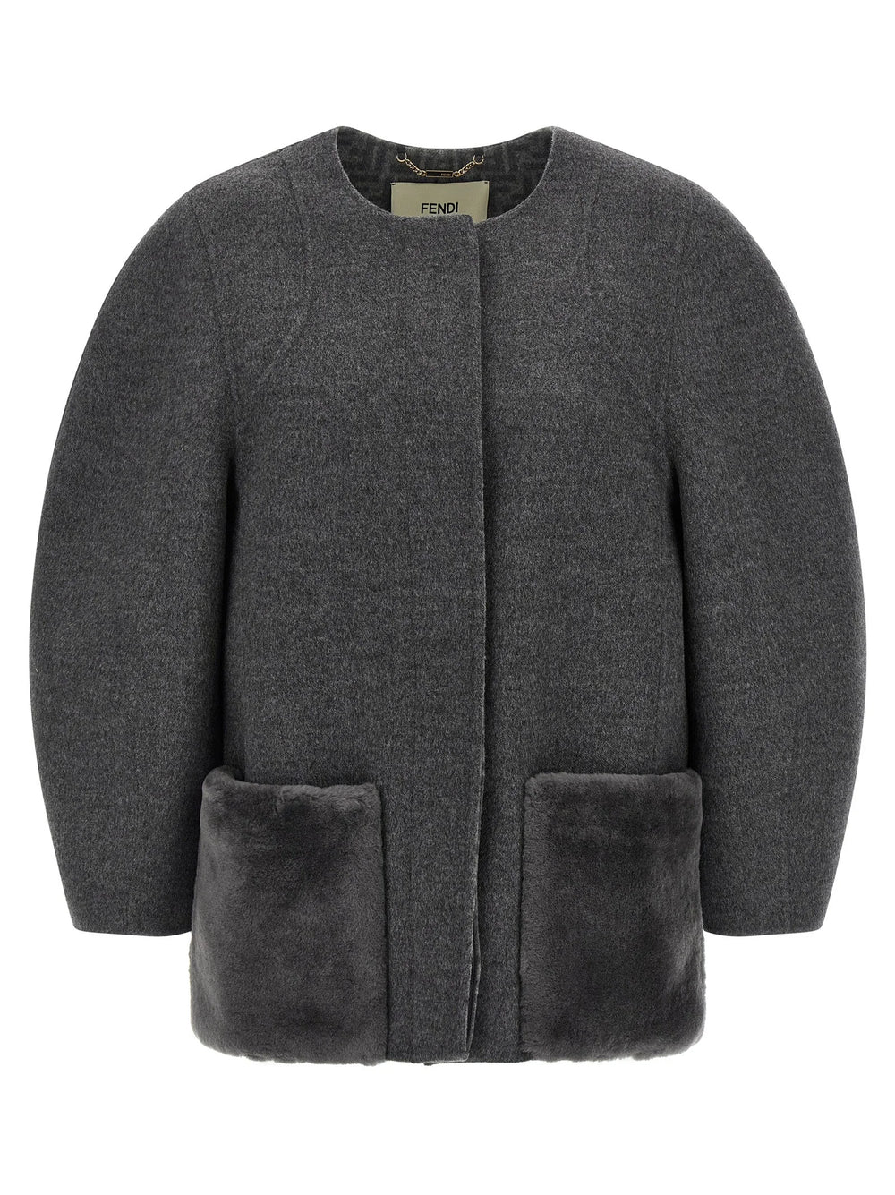Fendi Gray Virgin Wool Coat - IT44