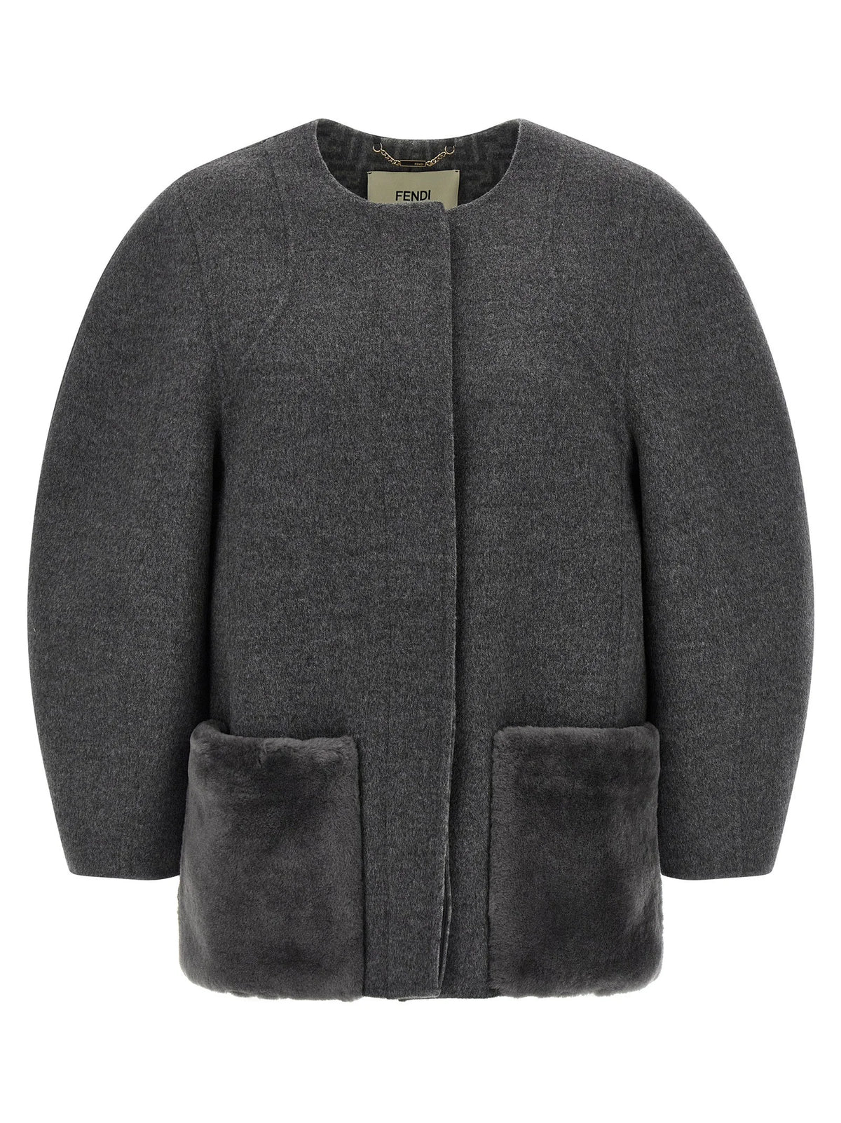 Fendi Gray Virgin Wool Coat - IT44