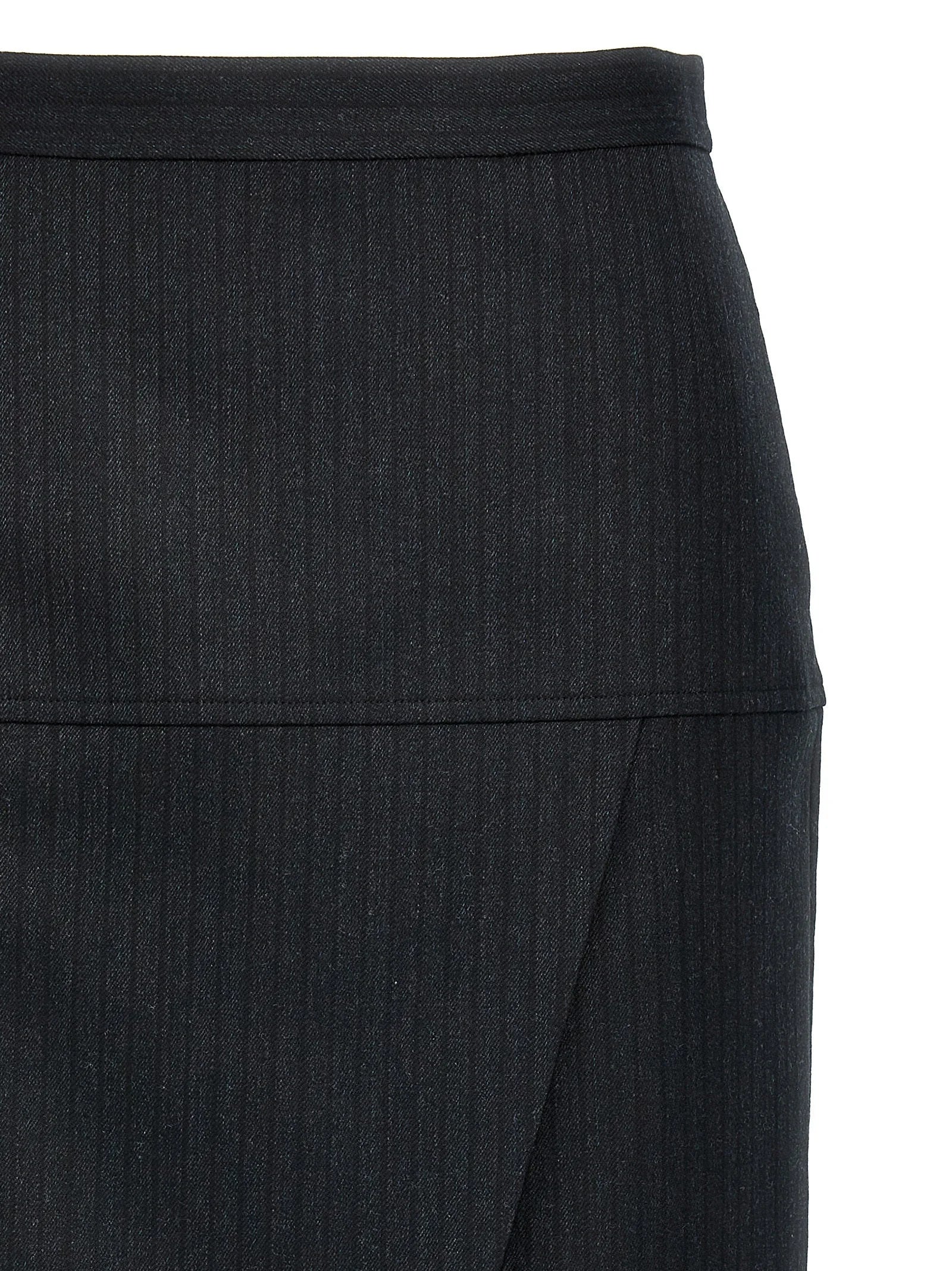 Fendi Gray Virgin Wool Midi Skirt - IT42