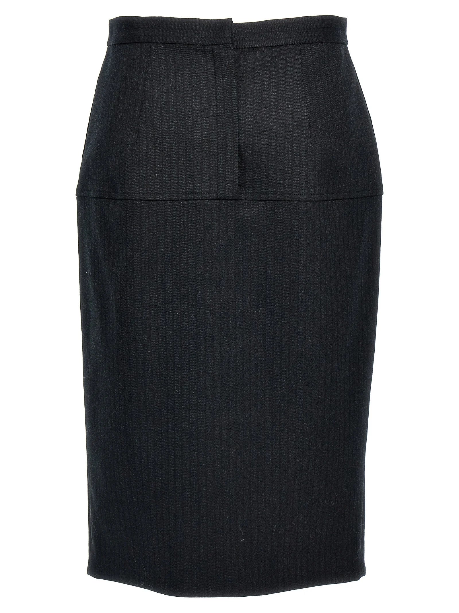 Fendi Gray Virgin Wool Midi Skirt - IT42