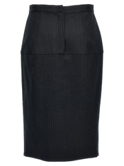 Fendi Gray Virgin Wool Midi Skirt - IT42