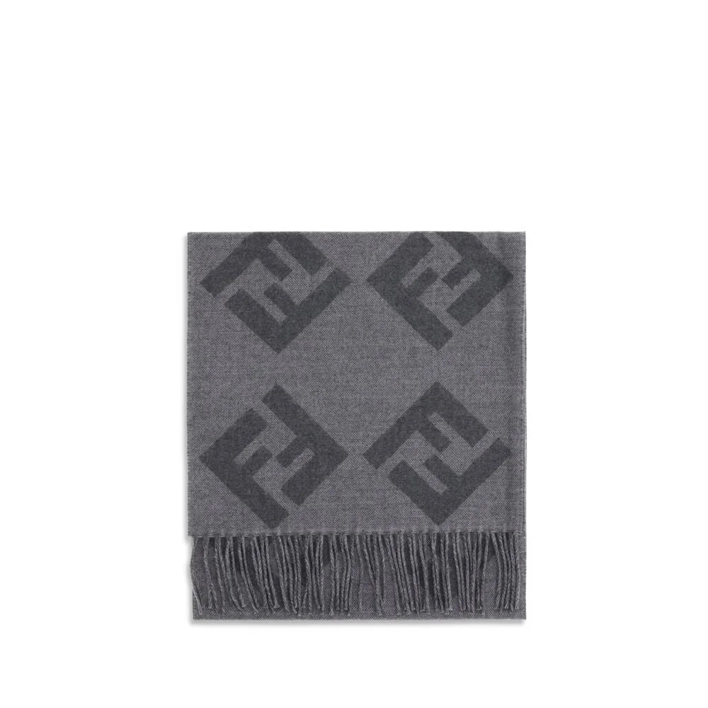 Fendi Gray Wool Scarf