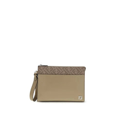 Fendi Leather and FF canvas Clutch - Clutch Bags