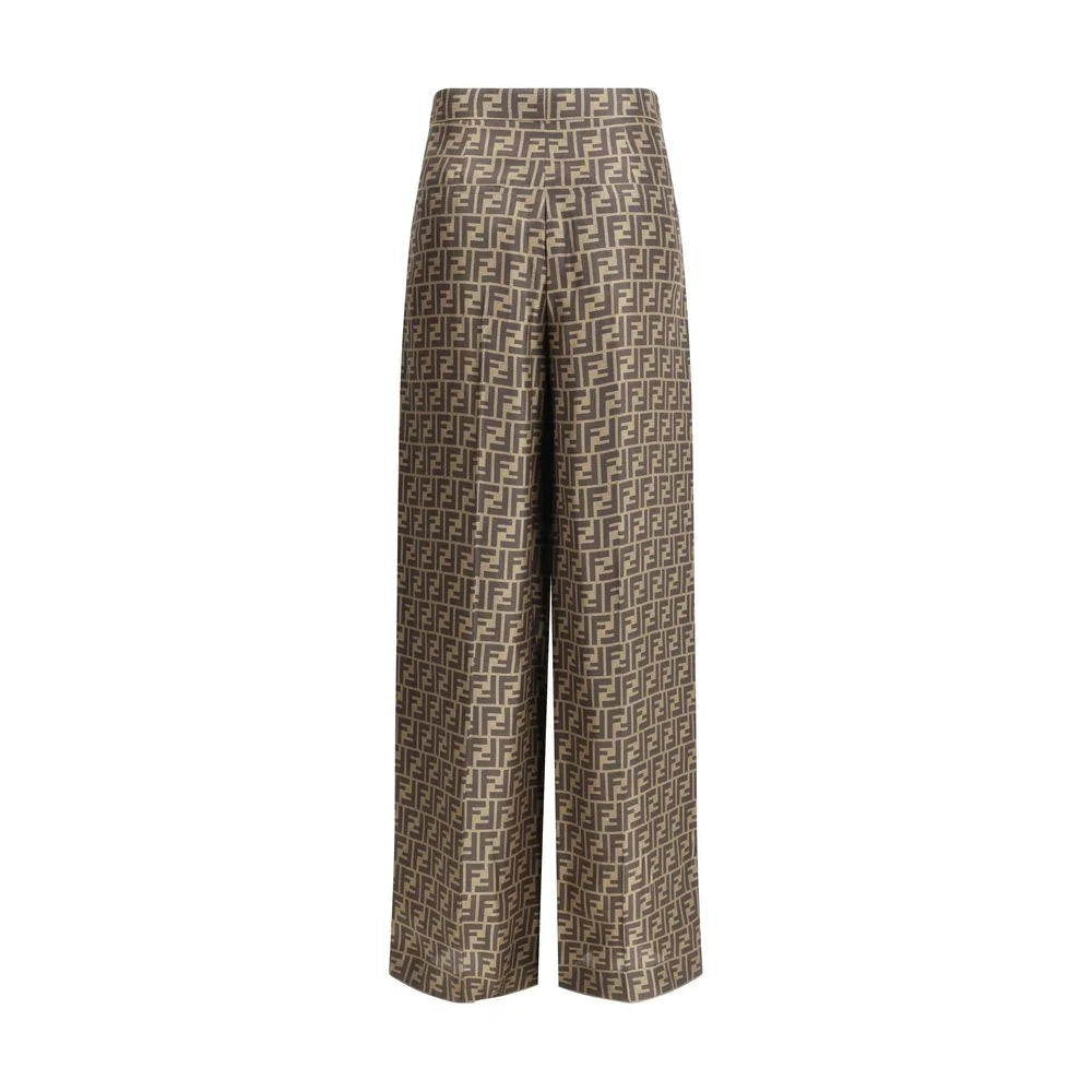 Fendi Monogram pattern silk Pants - Trousers