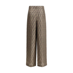 Fendi Monogram pattern silk Pants - Trousers