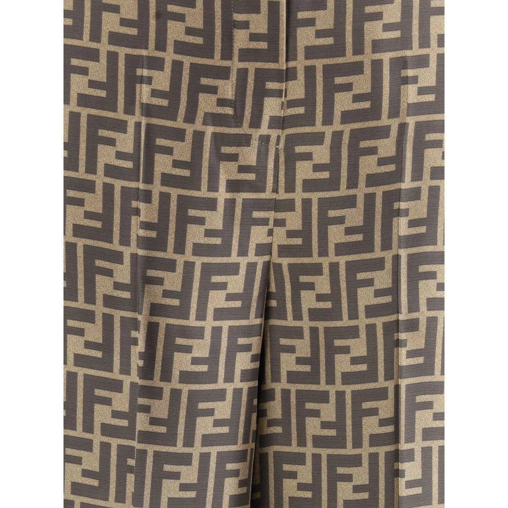 Fendi Monogram pattern silk Pants - Trousers