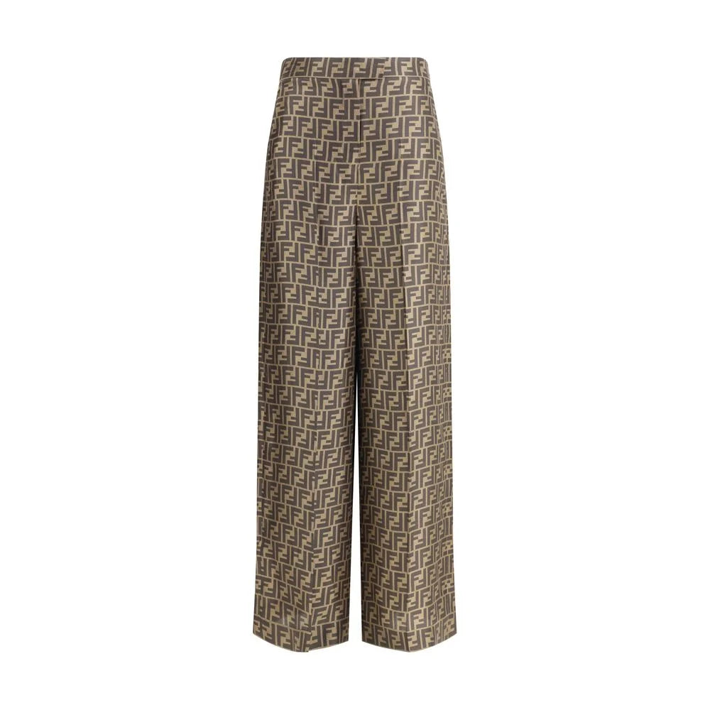 Fendi Monogram pattern silk Pants - Trousers