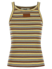 Fendi Multicolor Cotton Sleeveles T-Shirt