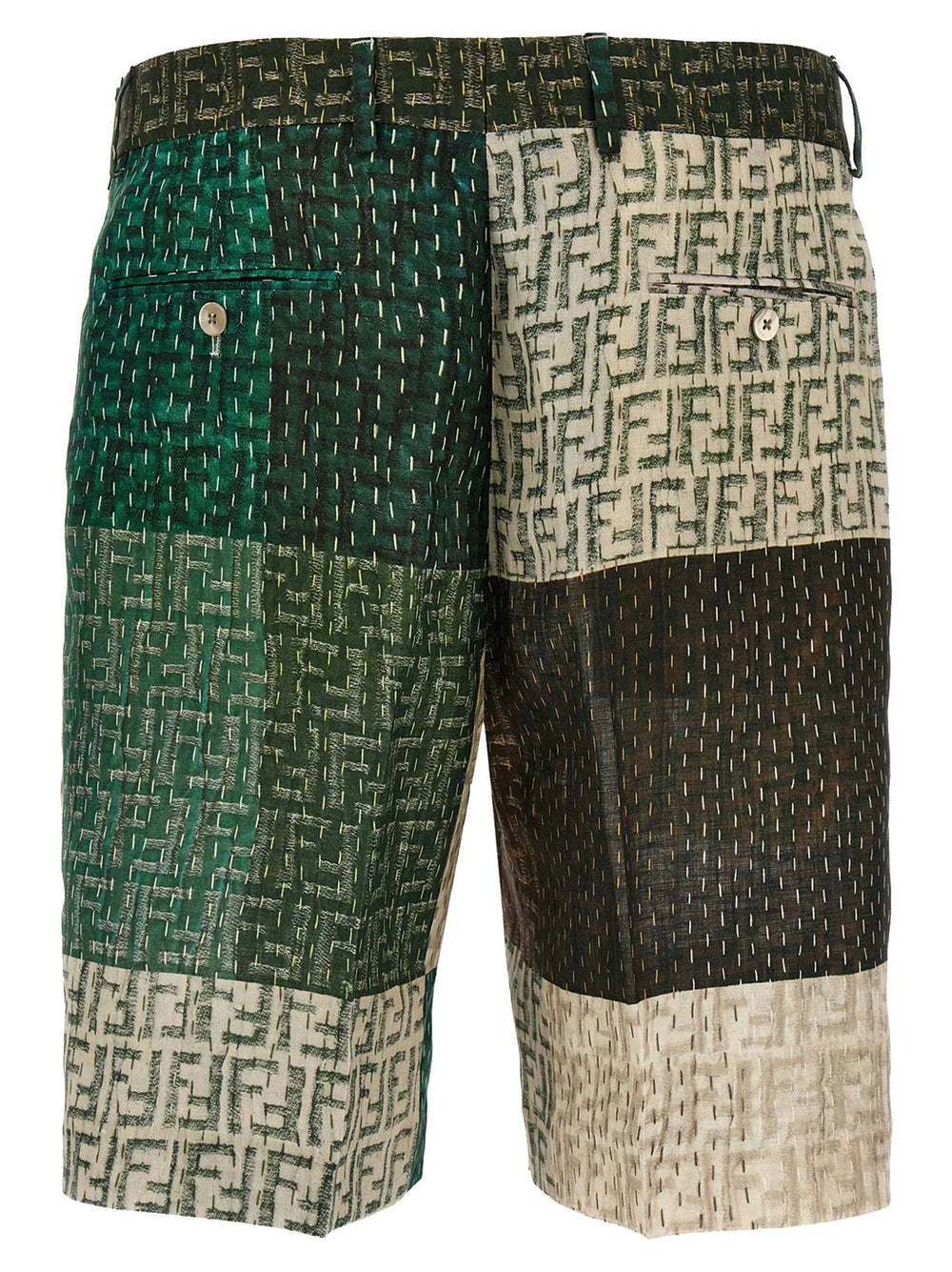 Fendi Multicolor Linen Bermuda Shorts - IT46 | S